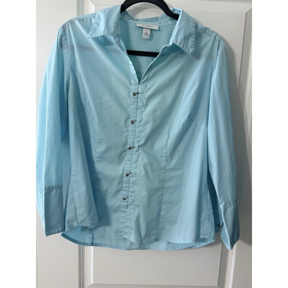 Dressbarn Women’s Blouse | Mint Green | XL | 3/4 Sleeve | Hook n Eye Buttons |
